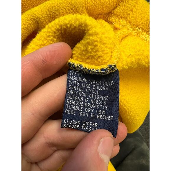 TOMMY HILFIGER size S FLEECE sweatshirt yellow big logo vintage men's - Picture 7 of 8